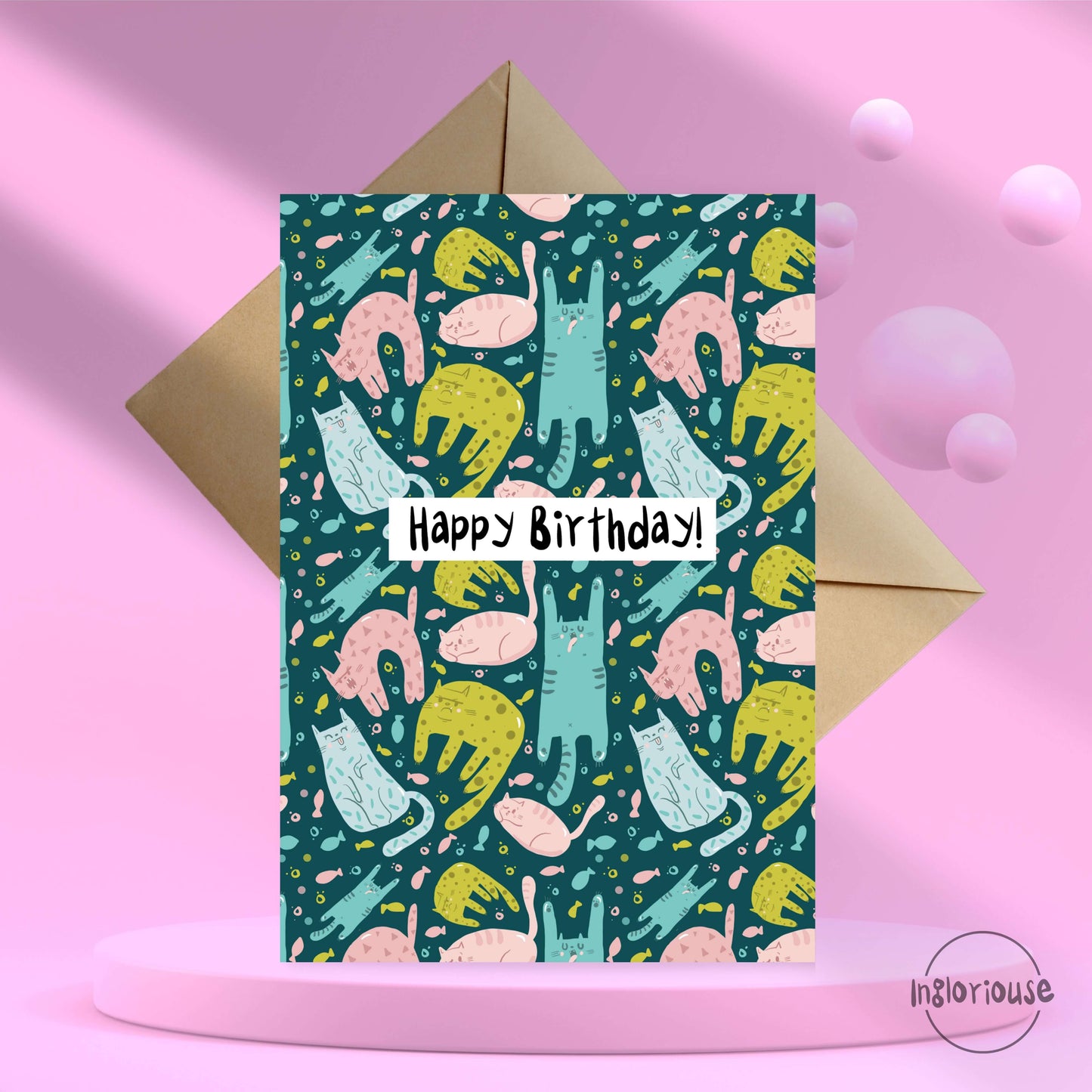 Loads of Cats Birthday card (15x10cm with envelope)