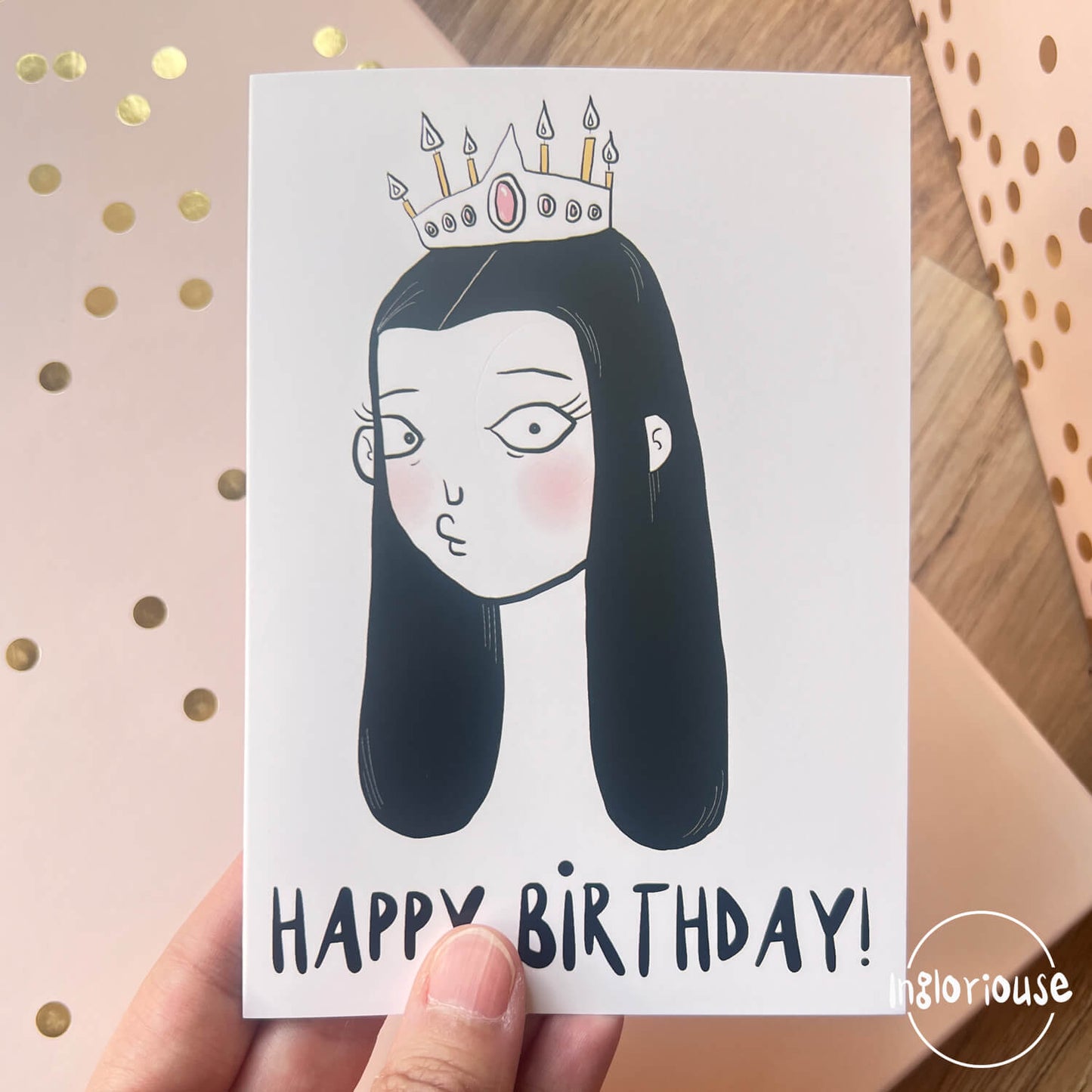 Funny birthday princess card - Brunette (10x15cm with envelope)