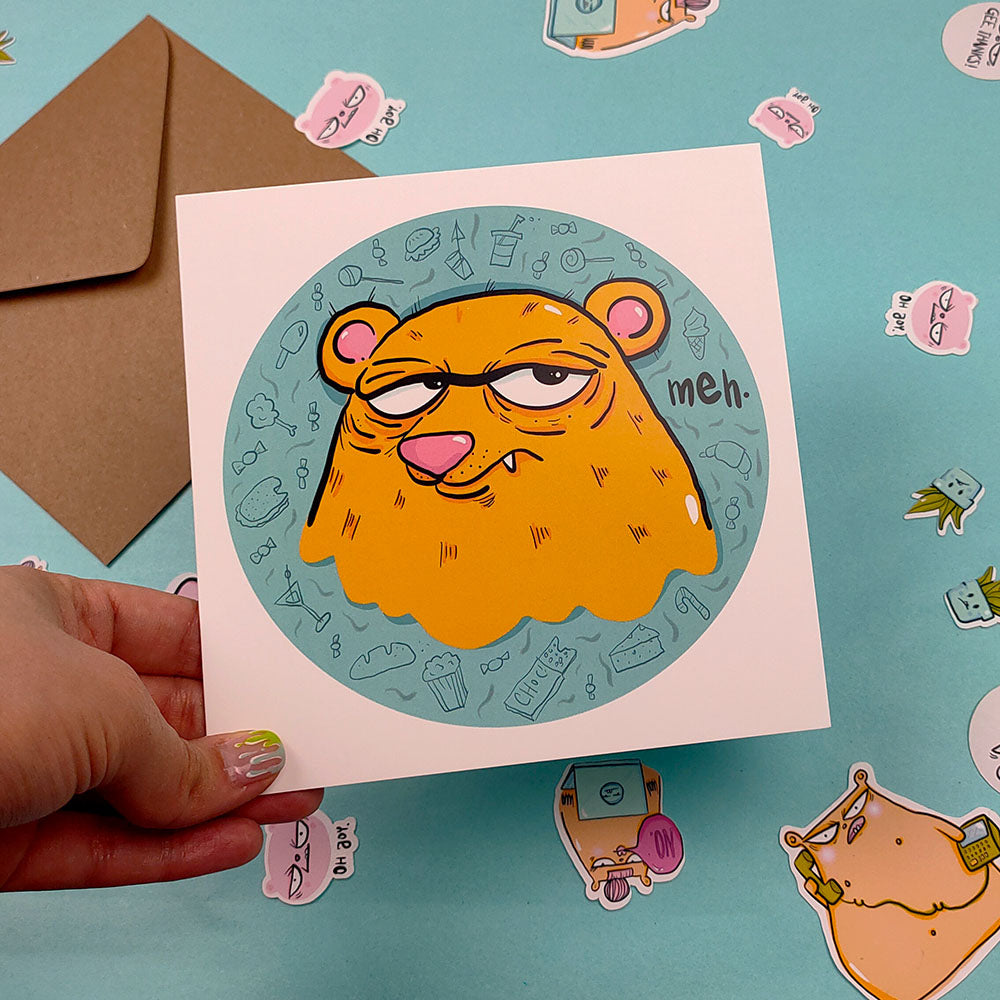 Unimpressed bear greeting card (15x15cm with envelope)