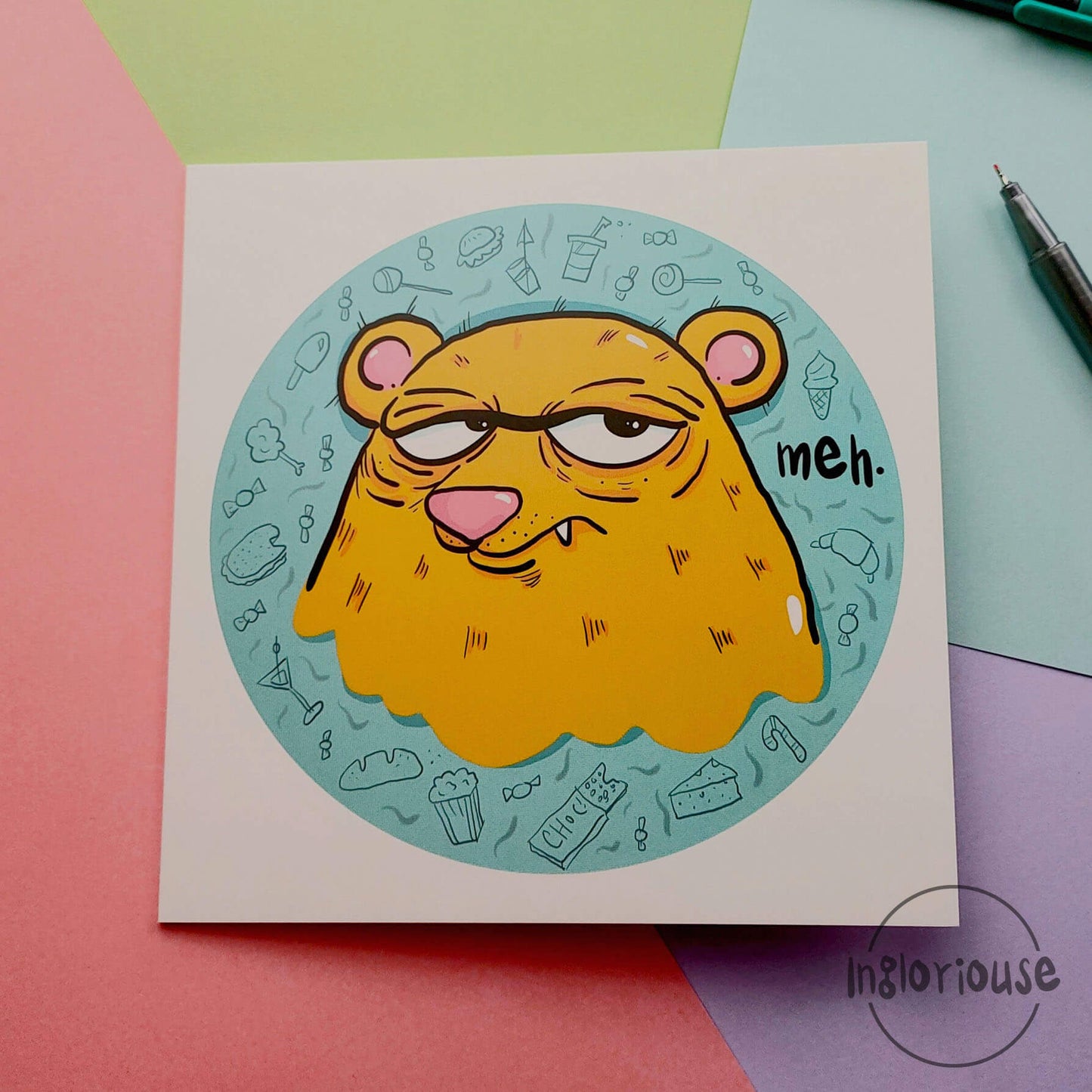 Unimpressed bear greeting card (15x15cm with envelope)