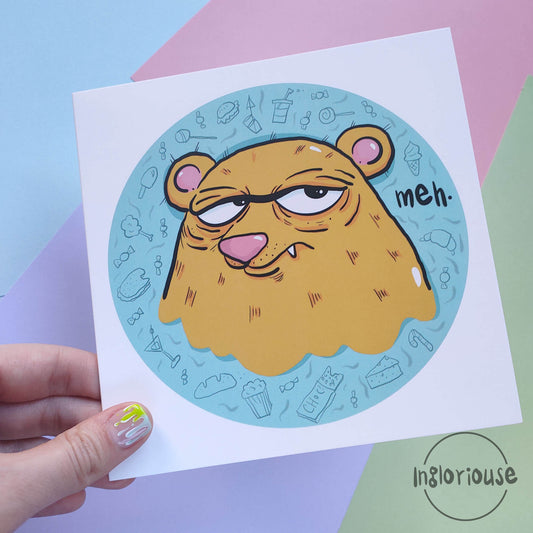 Unimpressed bear greeting card (15x15cm with envelope)