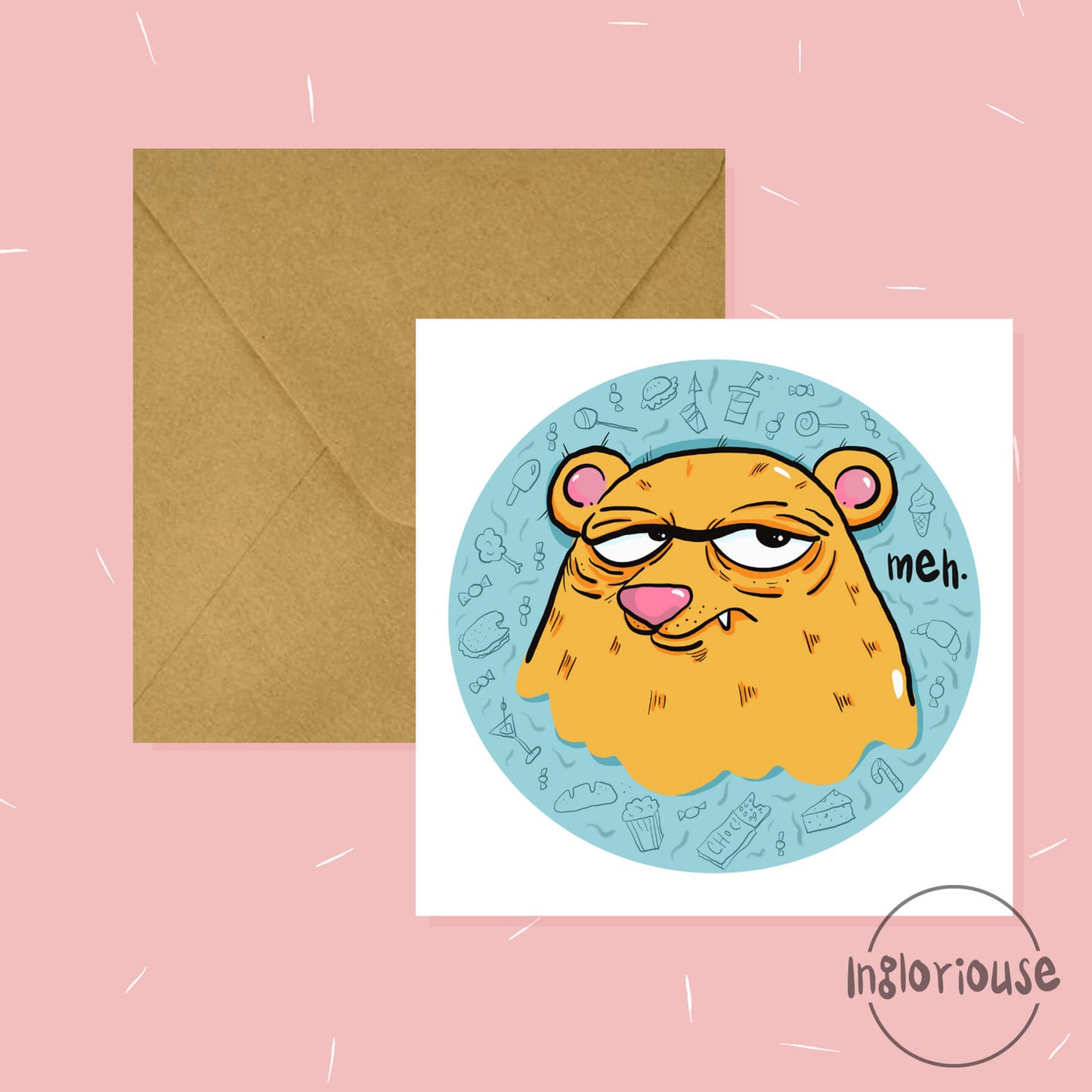 Unimpressed bear greeting card (15x15cm with envelope)