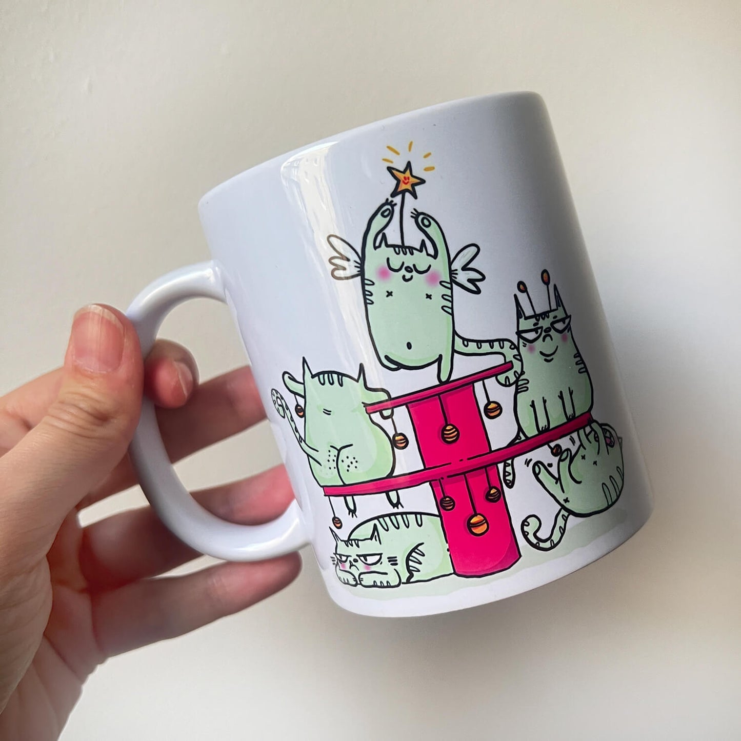 Crazy cat person Christmas tree mug