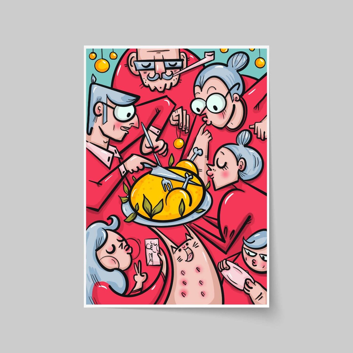 Special edition: Family Christmas dinner art print - A4 or A3 (unframed)