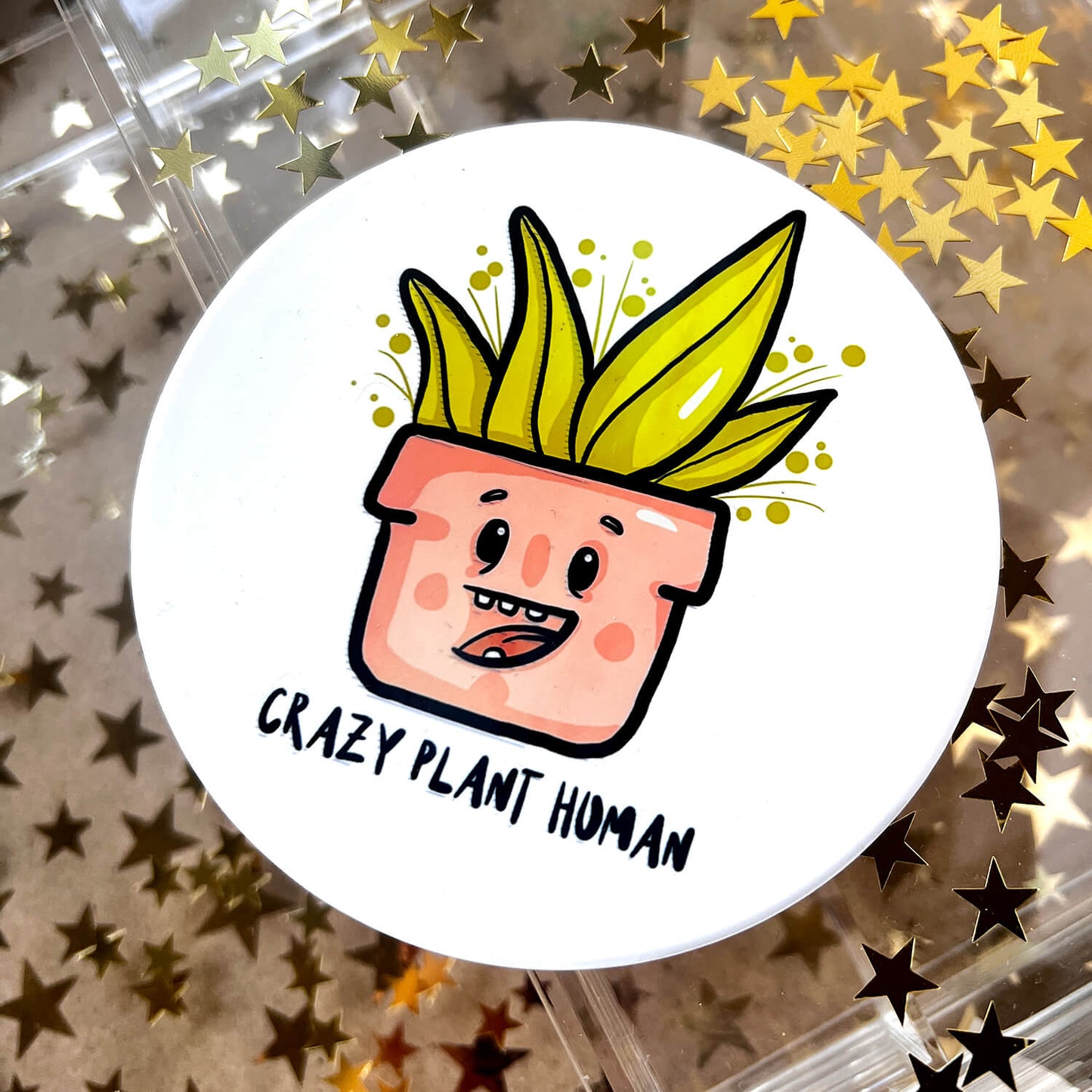 Large ceramic coaster - Crazy plant human