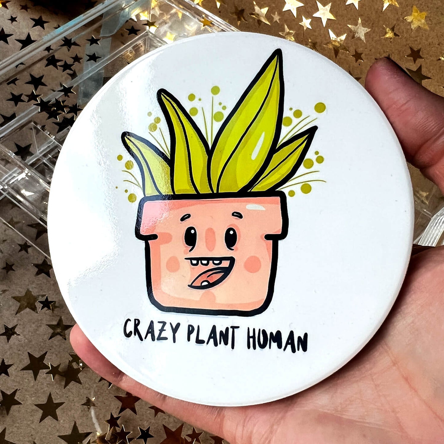 Large ceramic coaster - Crazy plant human