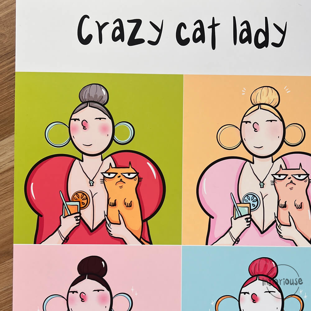 Crazy cat lady art print - A4 or A3 (unframed)