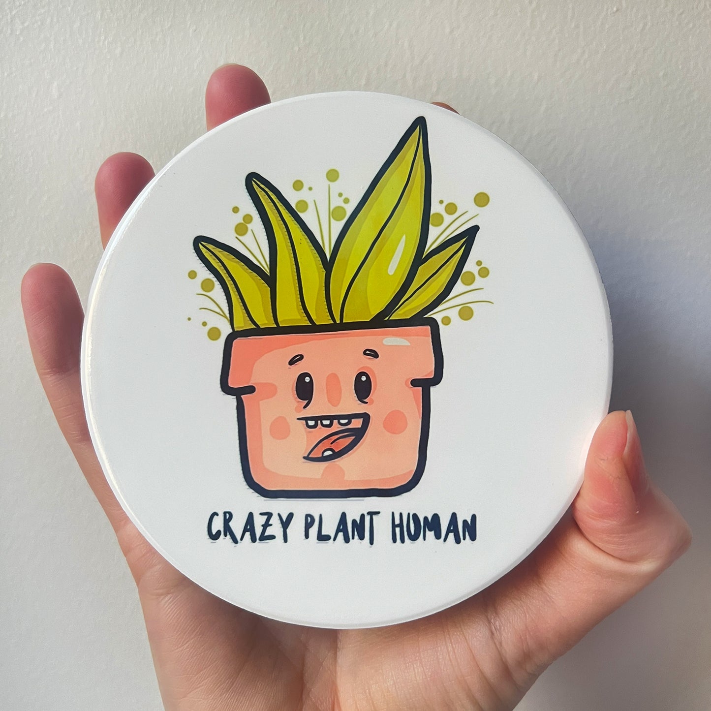 Large ceramic coaster - Crazy plant human