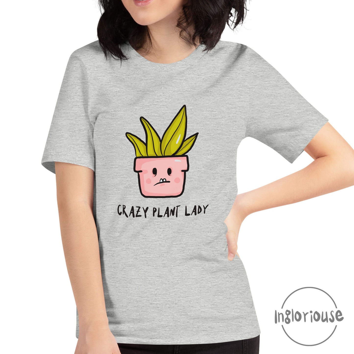 Crazy plant lady T-shirt – Light grey