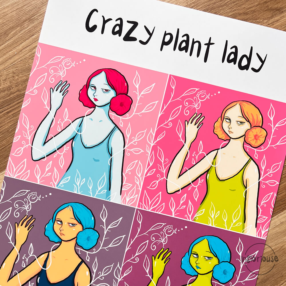 Crazy plant lady art print - A4 or A3 (unframed)