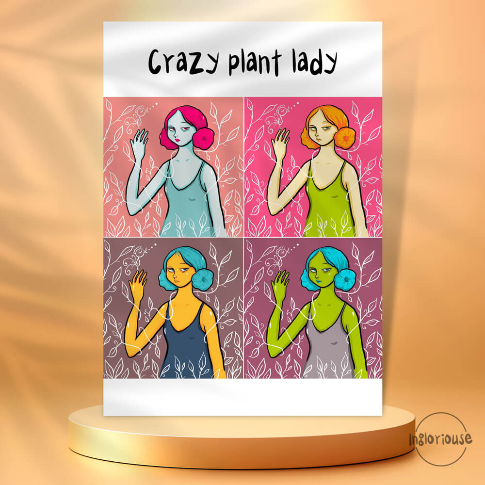 Crazy plant lady art print - A4 or A3 (unframed)