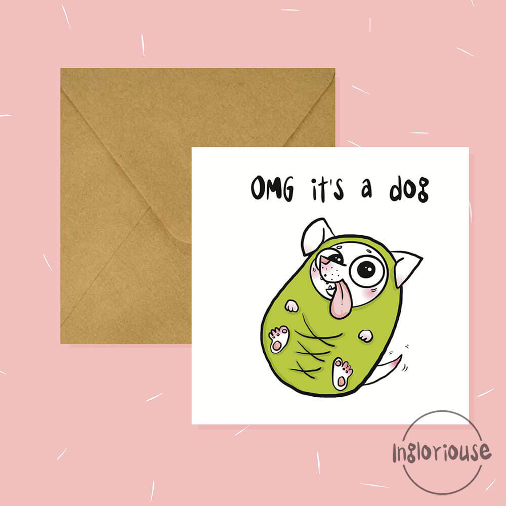 Funny new pet card - Dog or puppy (15x15cm with envelope)