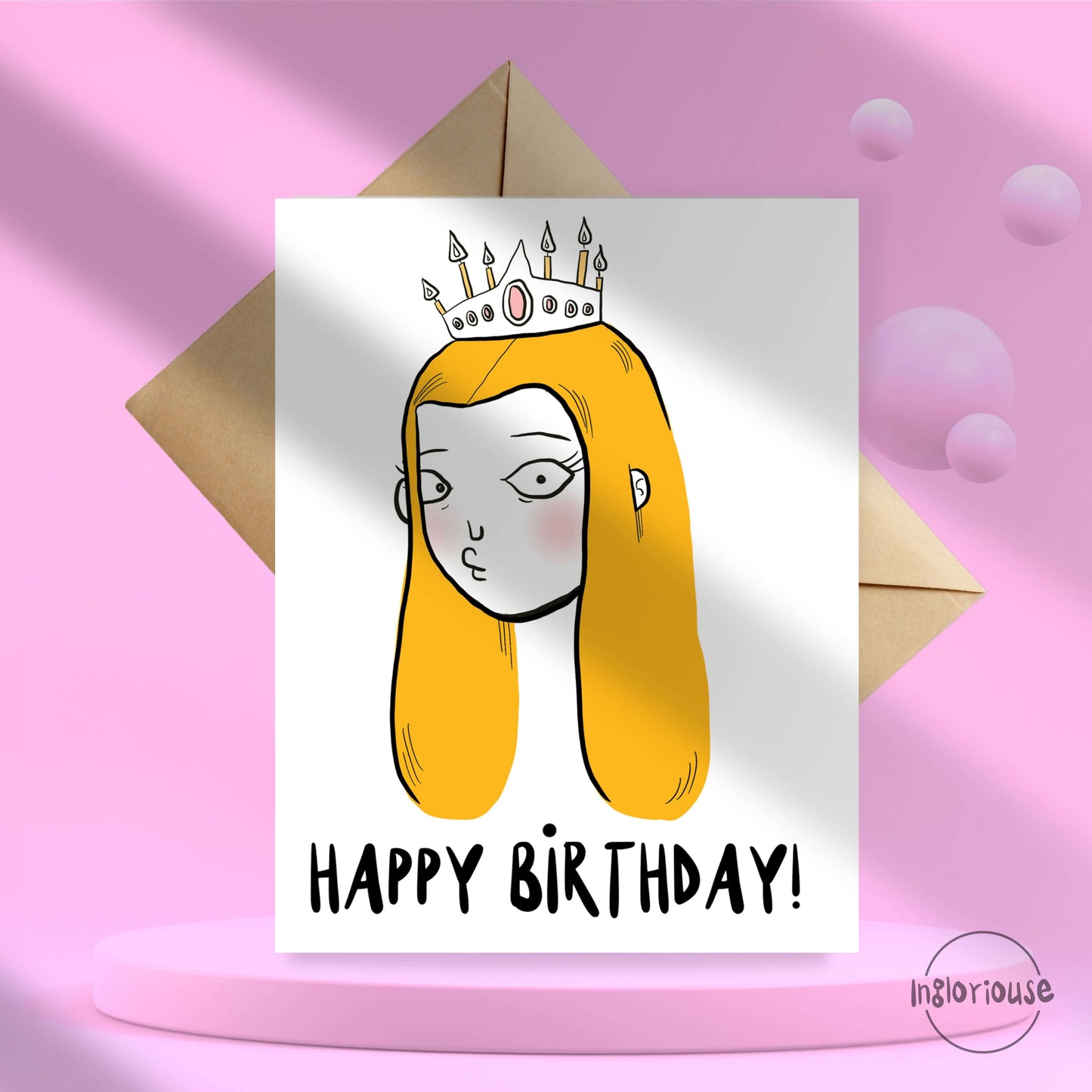 Funny birthday princess card - Blonde (10x15cm with envelope)