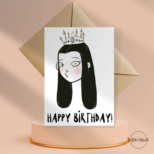 Funny birthday princess card - Brunette (10x15cm with envelope)