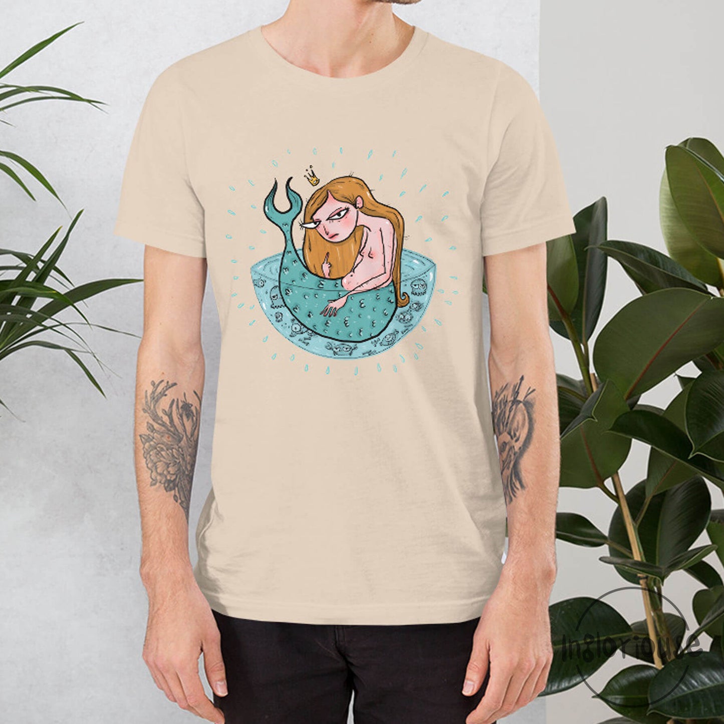 Grumpy mermaid T-shirt - Cream, Unisex