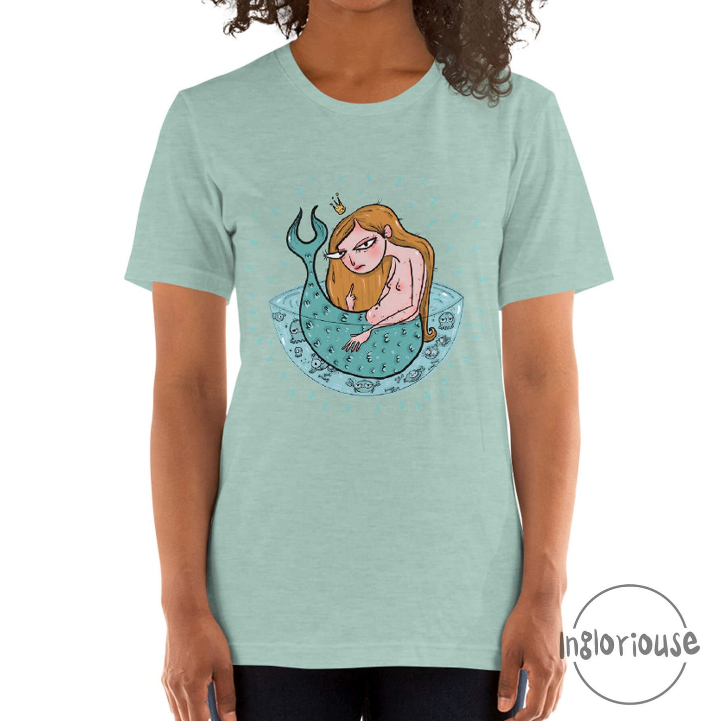 Rude mermaid tee – Dusty blue, Unisex