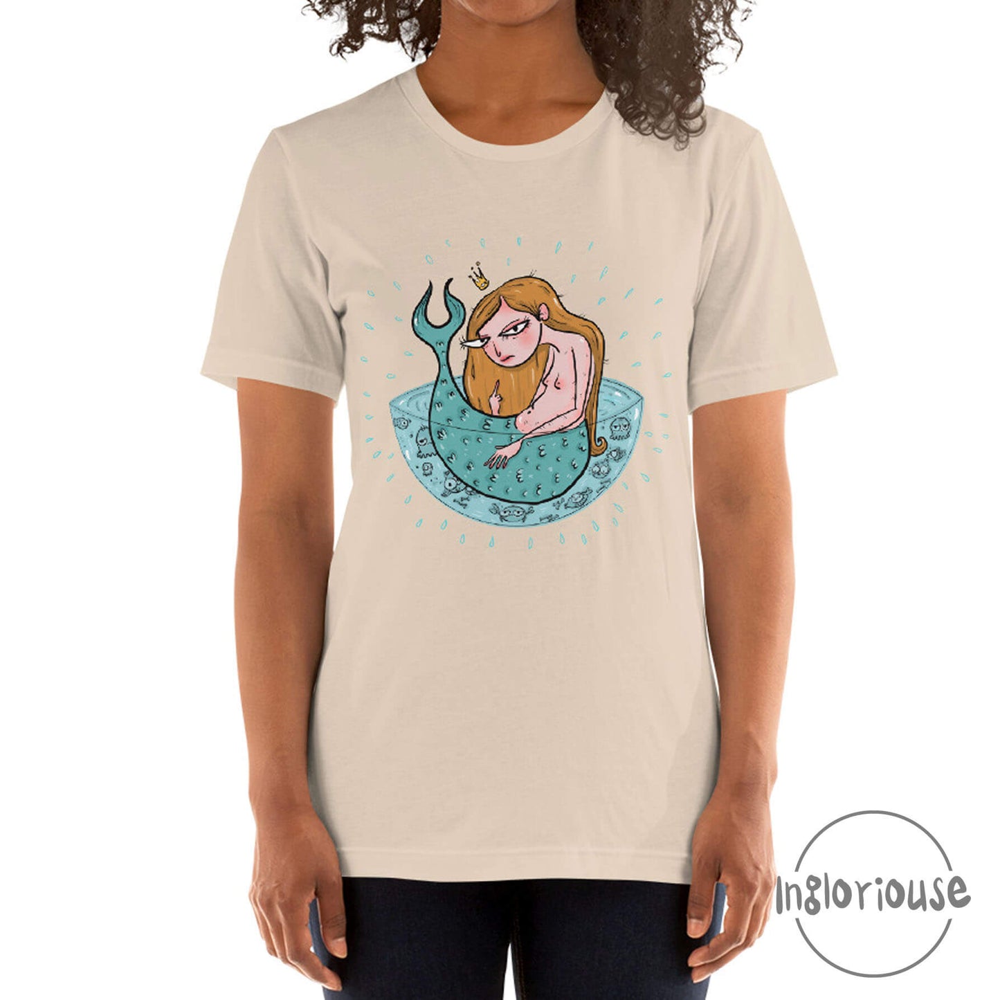 Grumpy mermaid T-shirt - Cream, Unisex