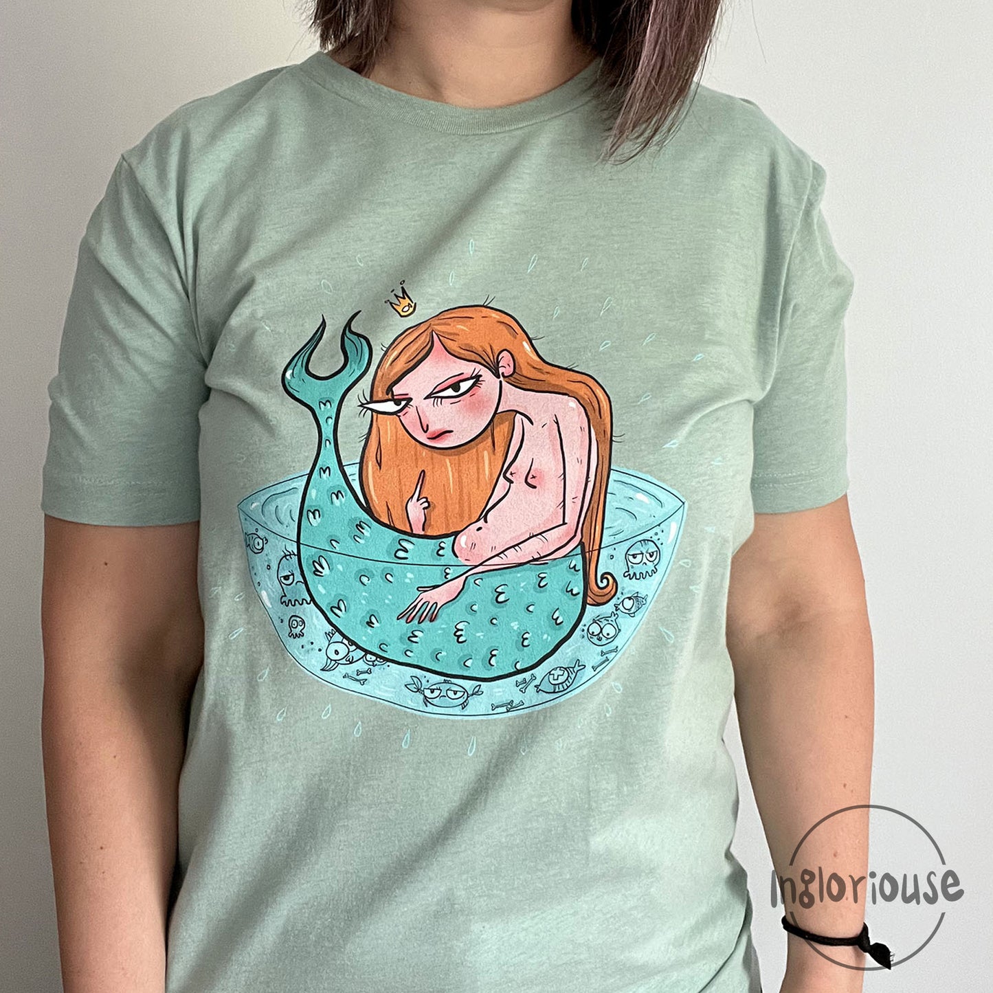 Rude mermaid tee – Dusty blue, Unisex