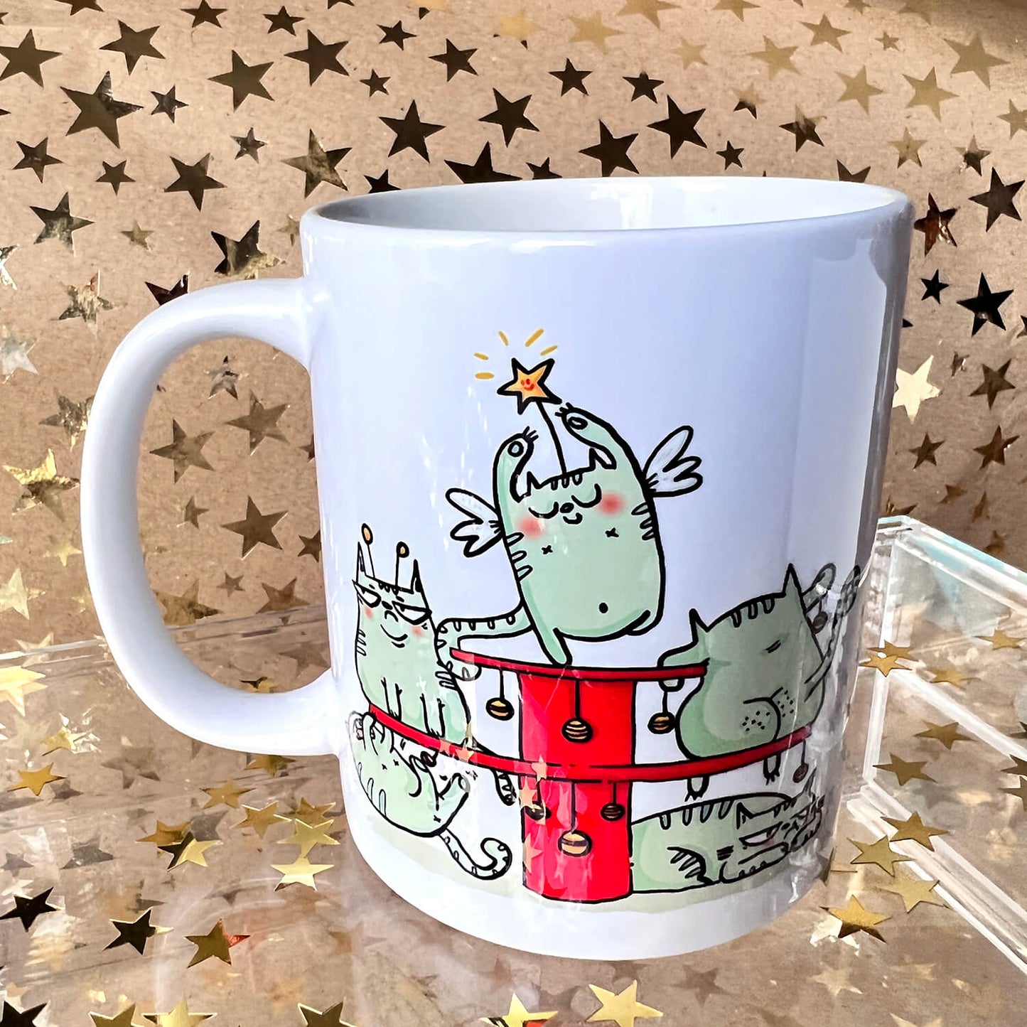 Crazy cat person Christmas tree mug