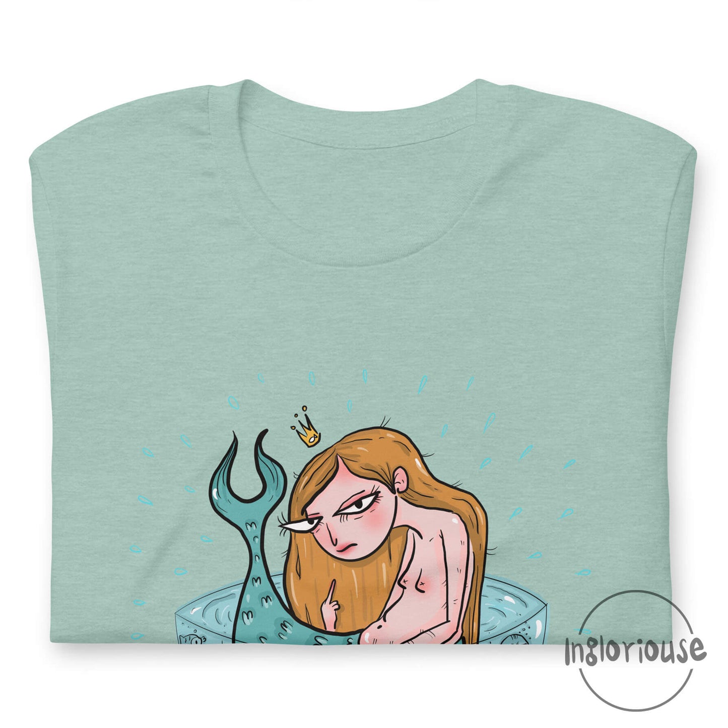 Rude mermaid tee – Dusty blue, Unisex