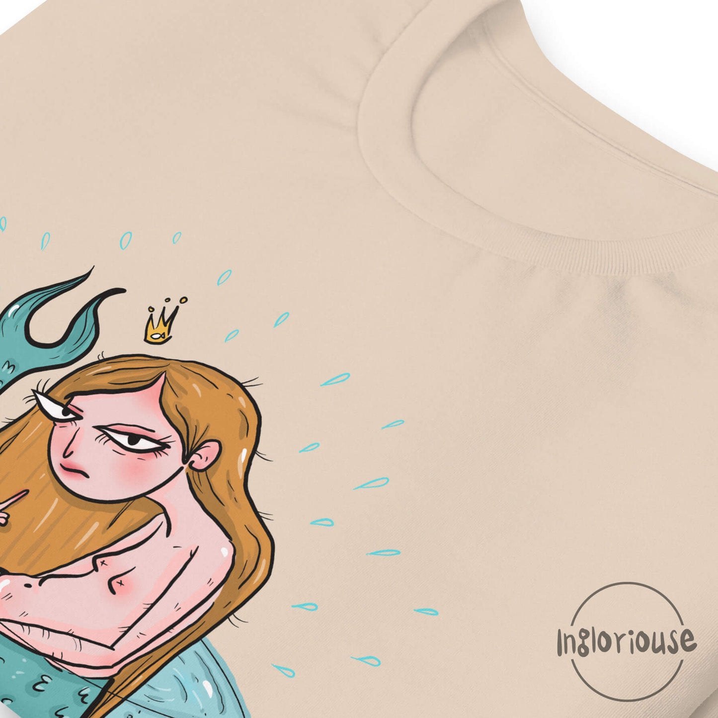 Grumpy mermaid T-shirt - Cream, Unisex