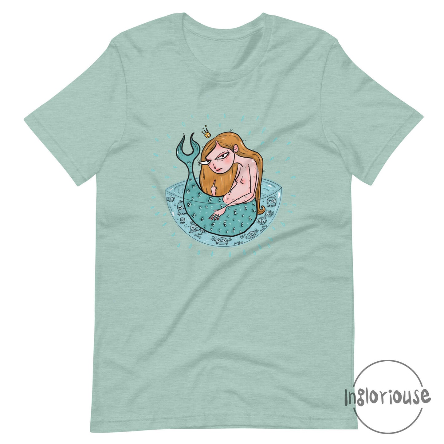 Rude mermaid tee – Dusty blue, Unisex