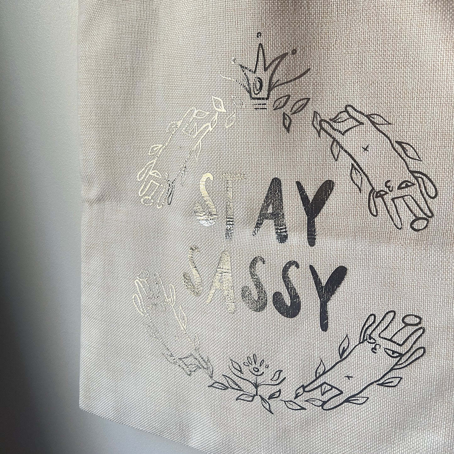 Sassy tote bag - Hand foiled (Silver)