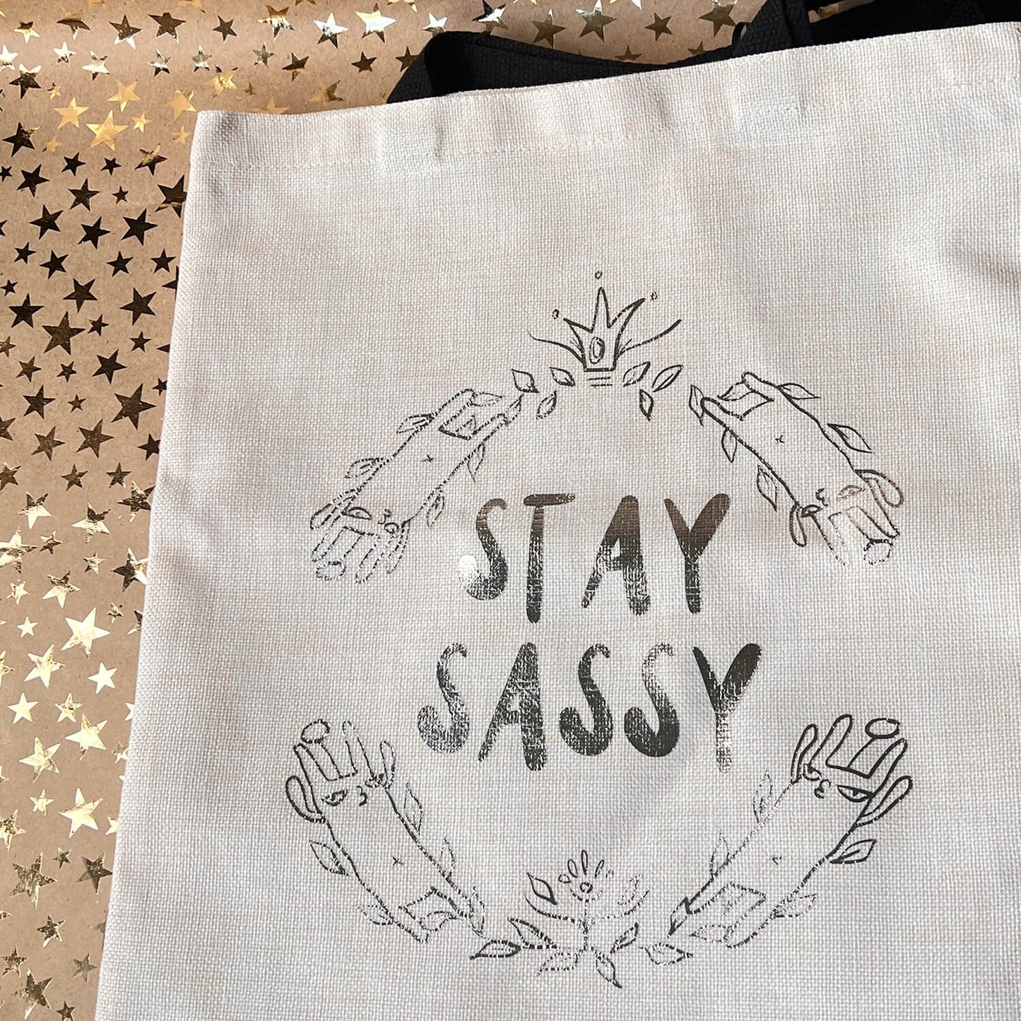 Sassy tote bag - Hand foiled (Silver)