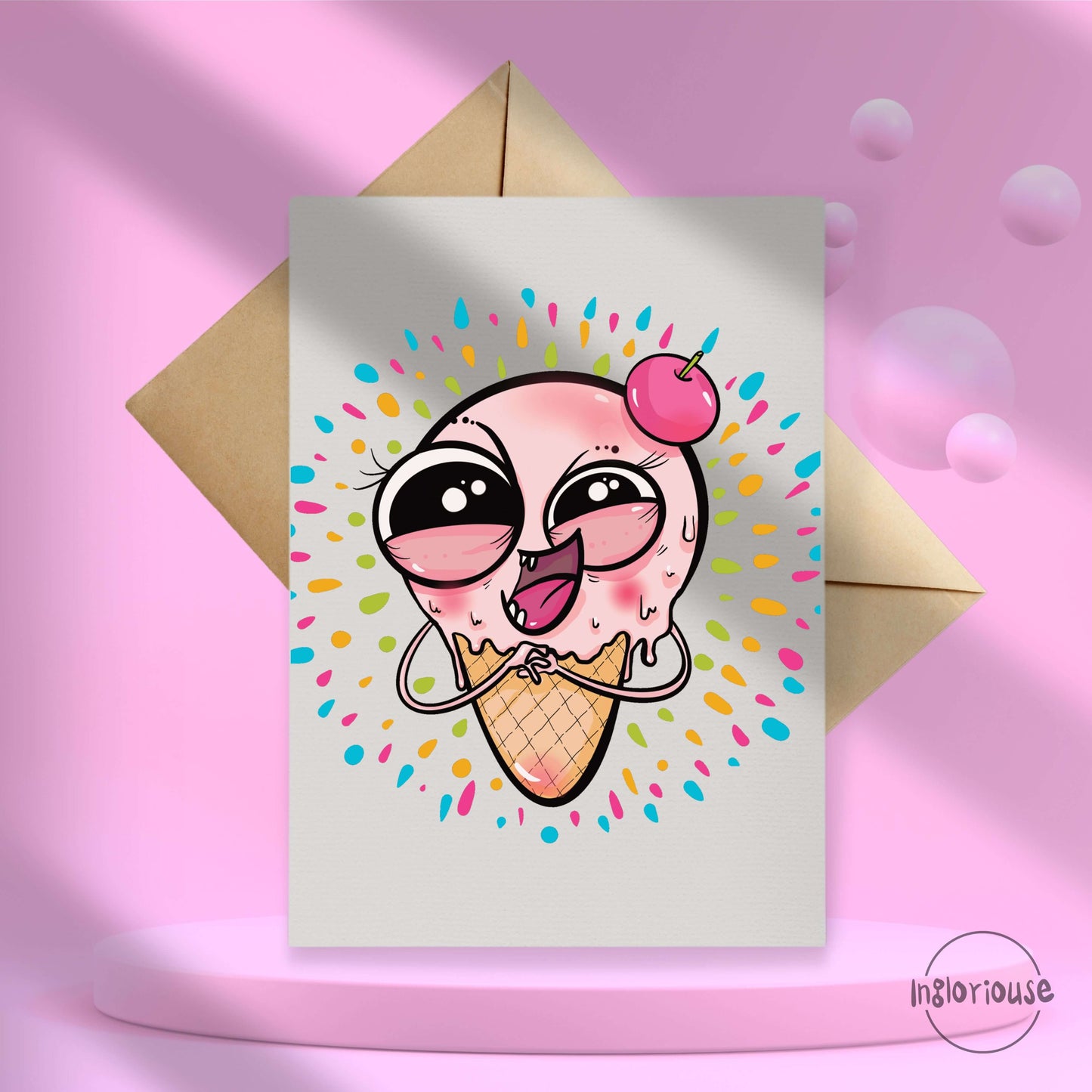 Ice Cream Birthday card (15x10cm with envelope)