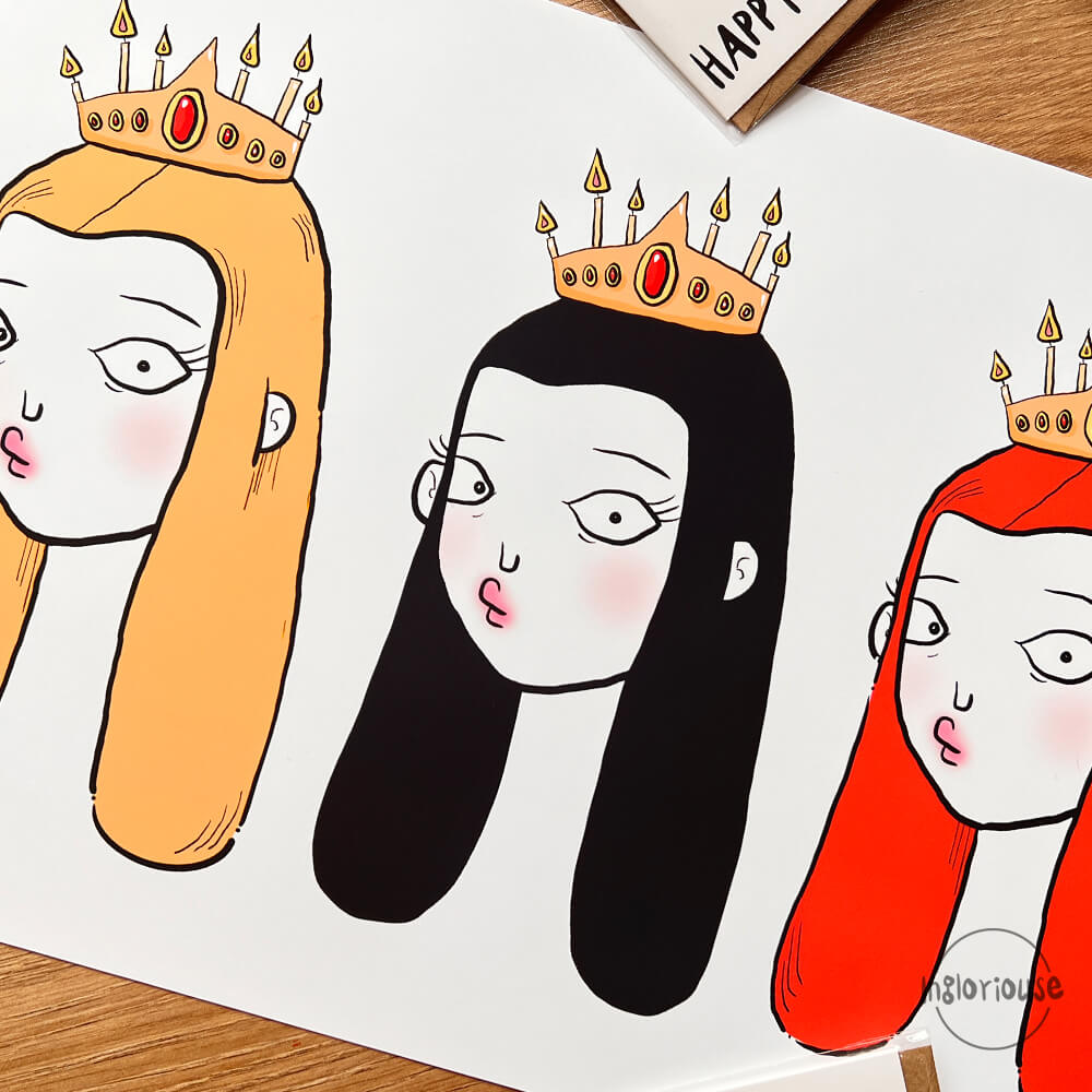 Three duck-faced princesses print - A4 or A3 (unframed)