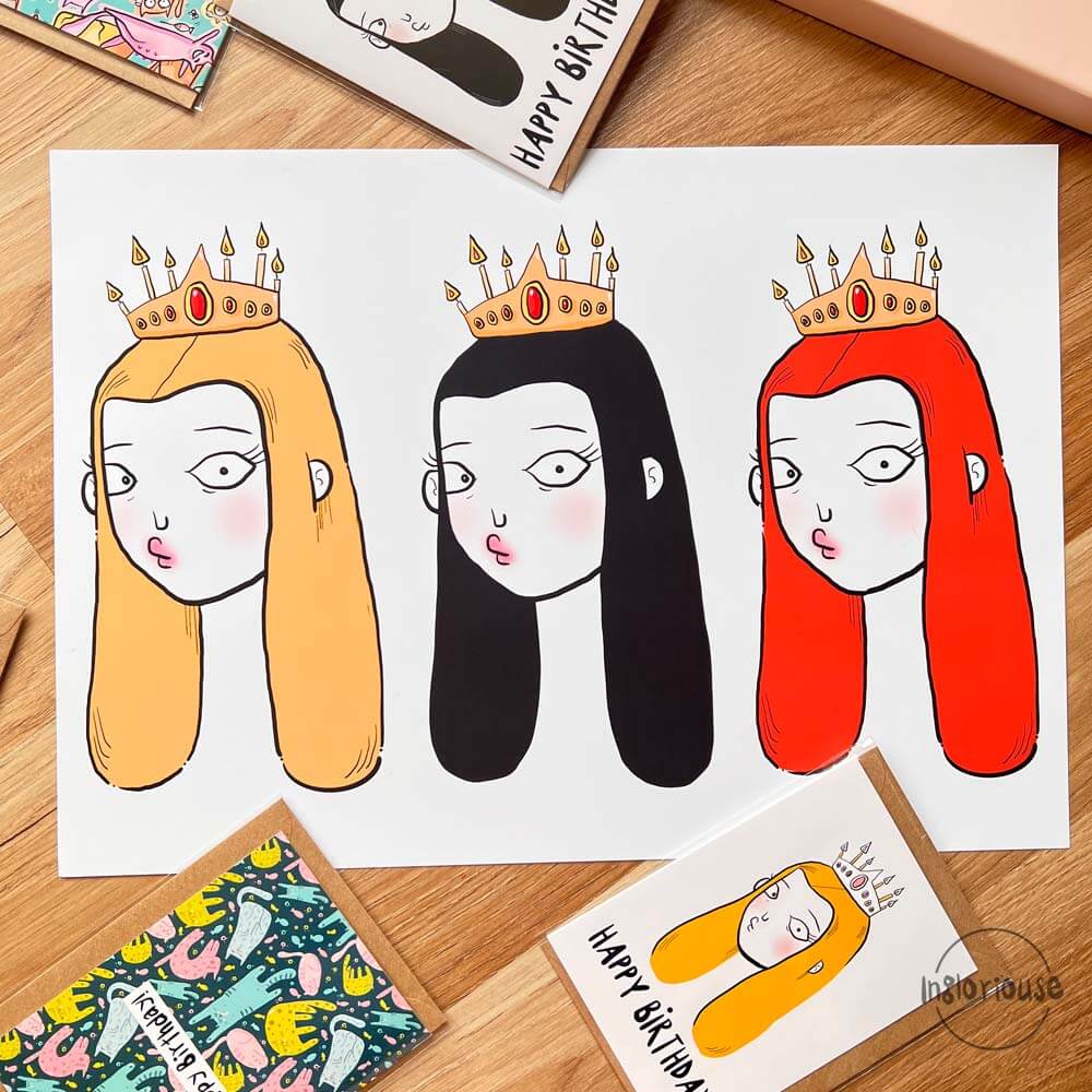 Three duck-faced princesses print - A4 or A3 (unframed)