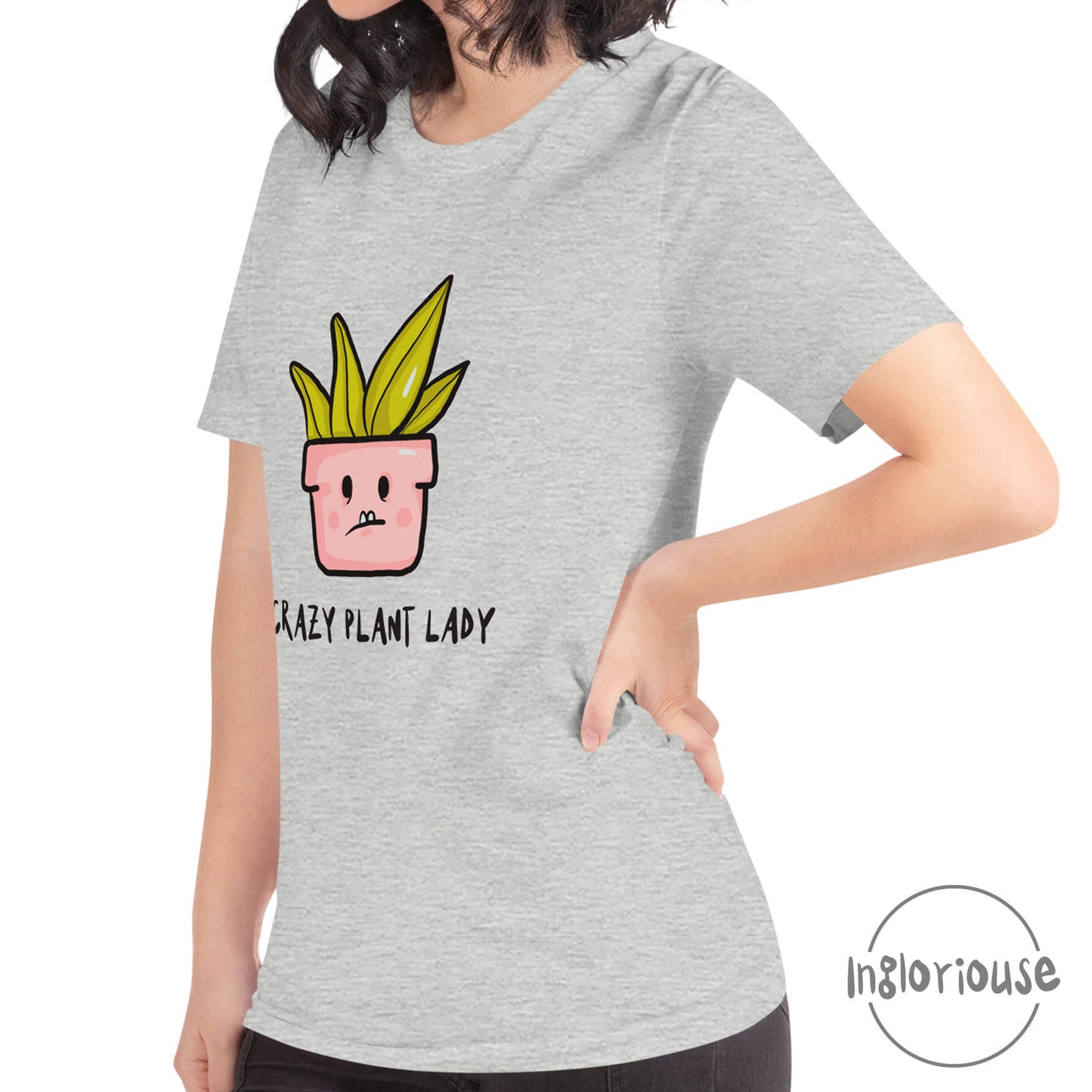 Crazy plant lady T-shirt – Light grey